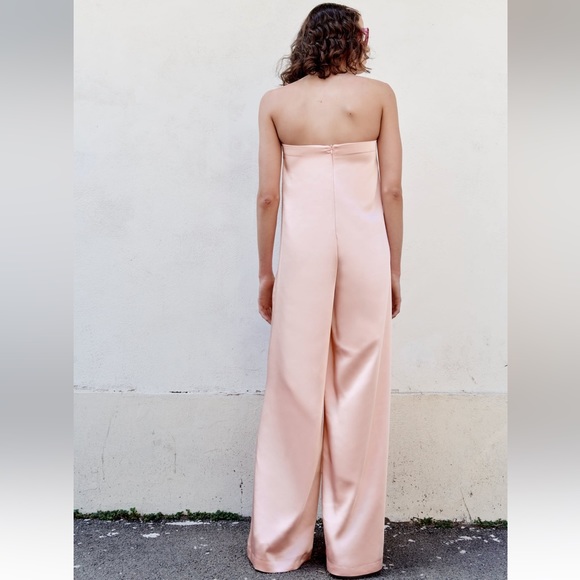 Zara STRAPLESS SATIN EFFECT JUMPSUIT. Pale Pink. Sizes XS, M, L. New with Tags. - Picture 4 of 10